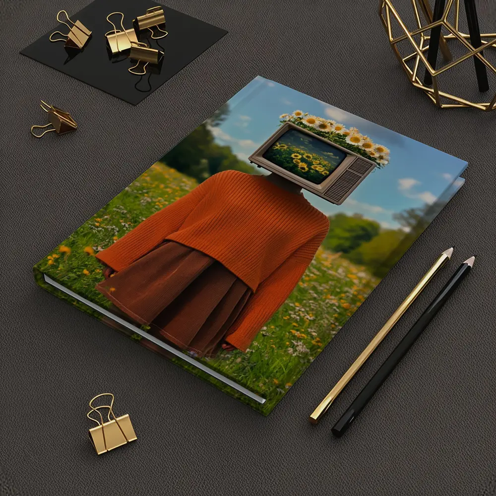 Retro TV Head Girl Wildflower Meadow – Notebooks