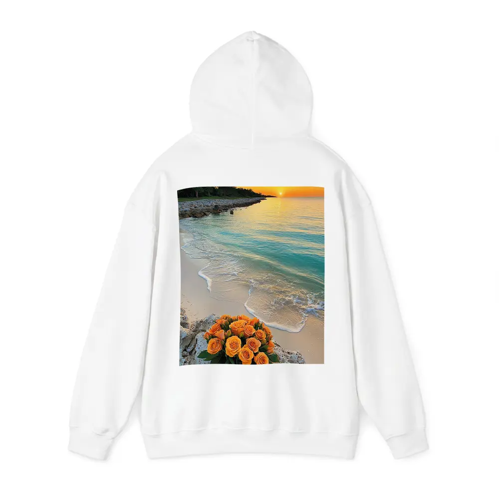 Orange Roses Bouquet Tropical Beach Sunset – Hoodies