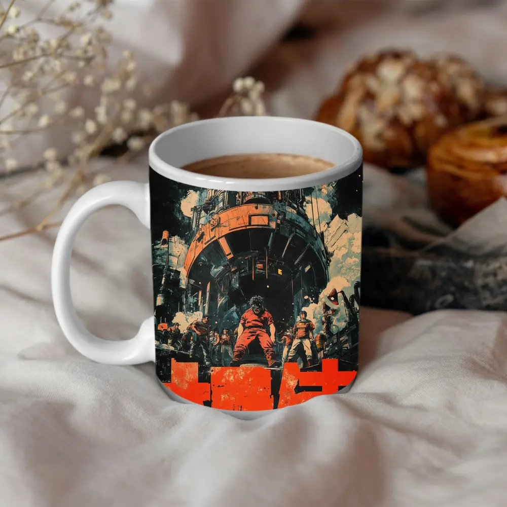 Retro Japanese Anime Industrial Sci Fi Scene – Mugs