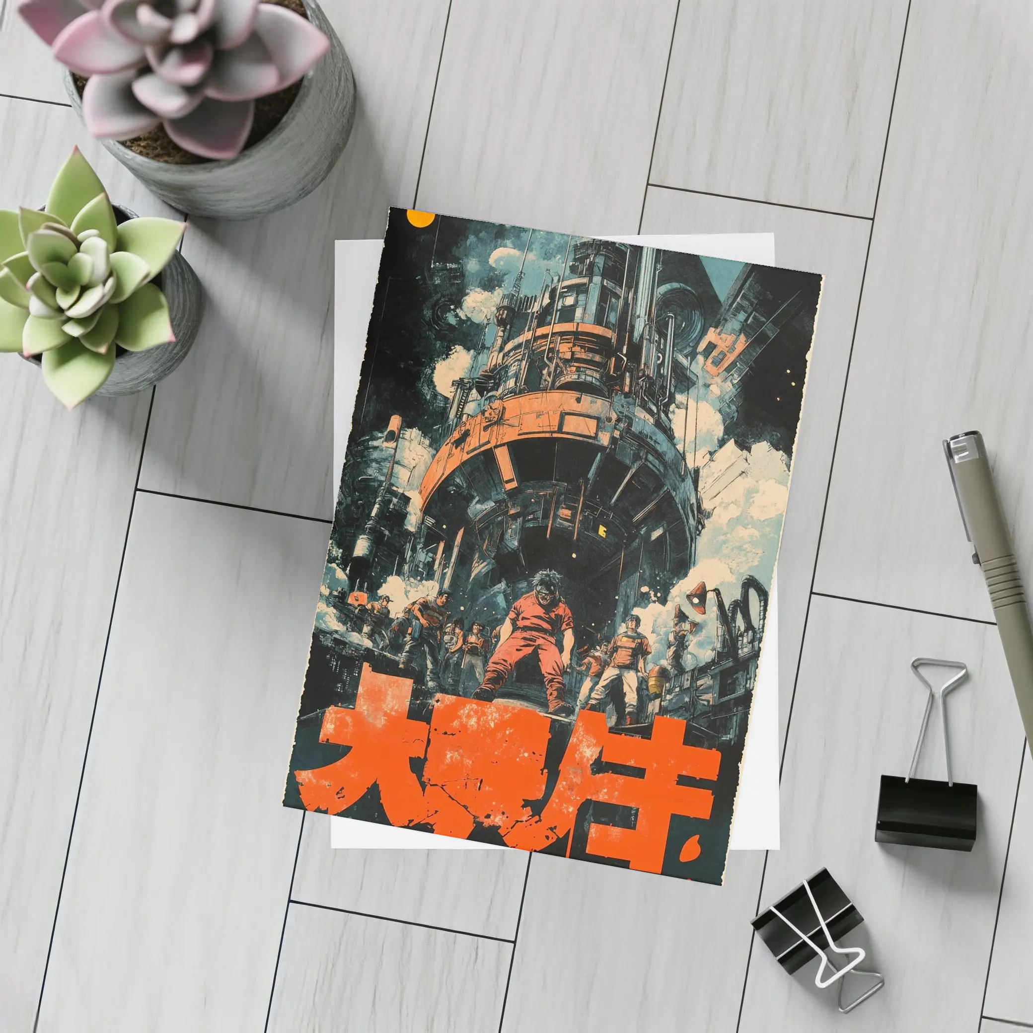 Retro Japanese Anime Industrial Sci Fi Scene – Postcards