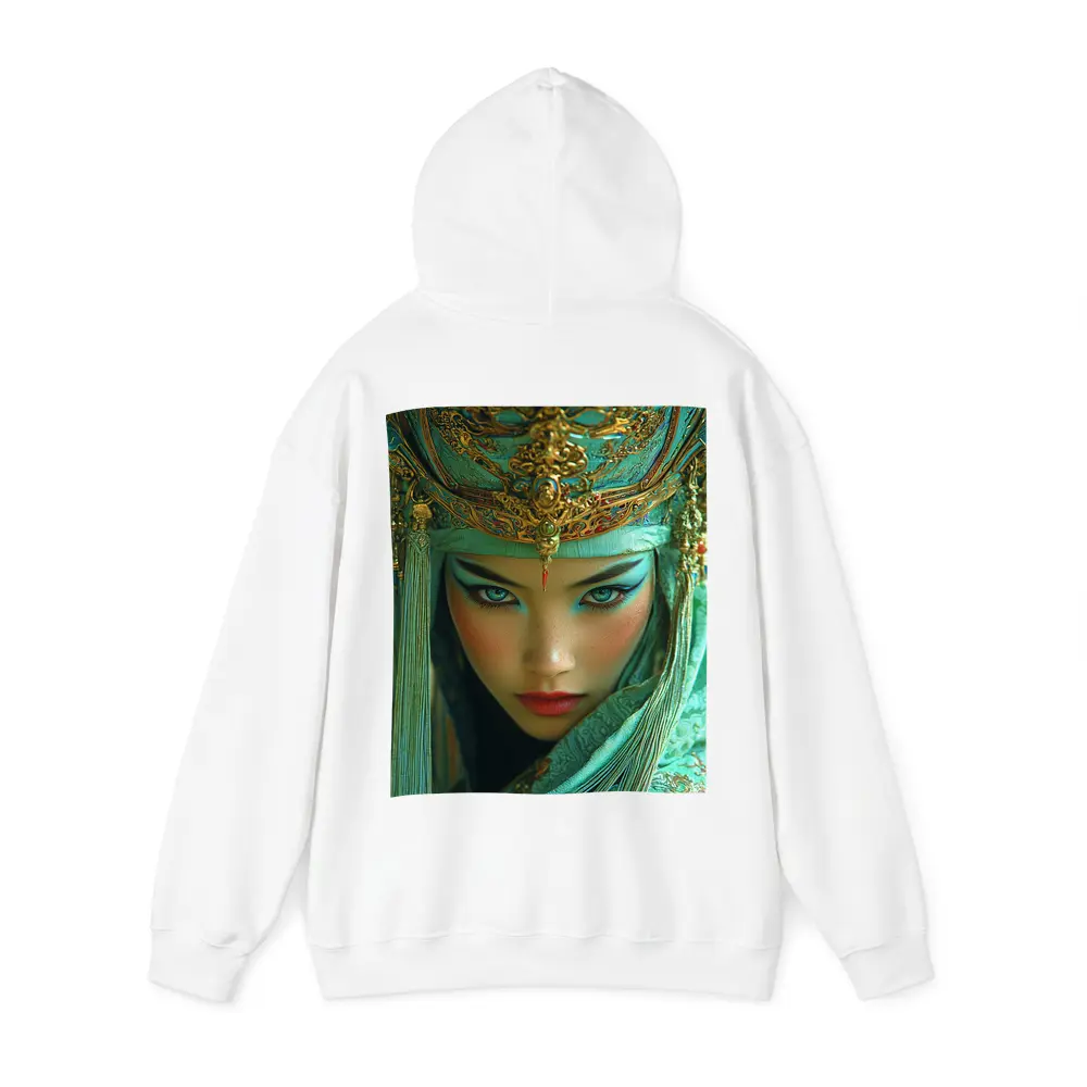 Chinese Opera Warrior Woman Teal Gold – Hoodies