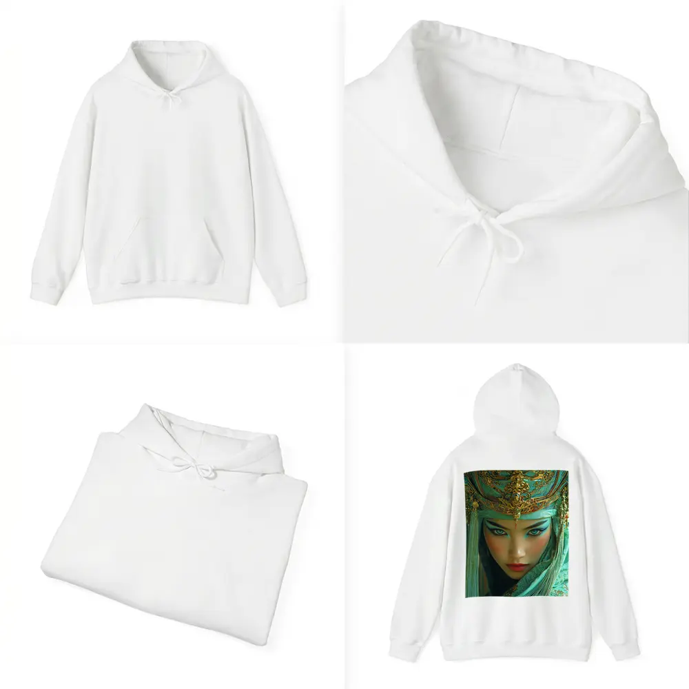 Chinese Opera Warrior Woman Teal Gold – Hoodies