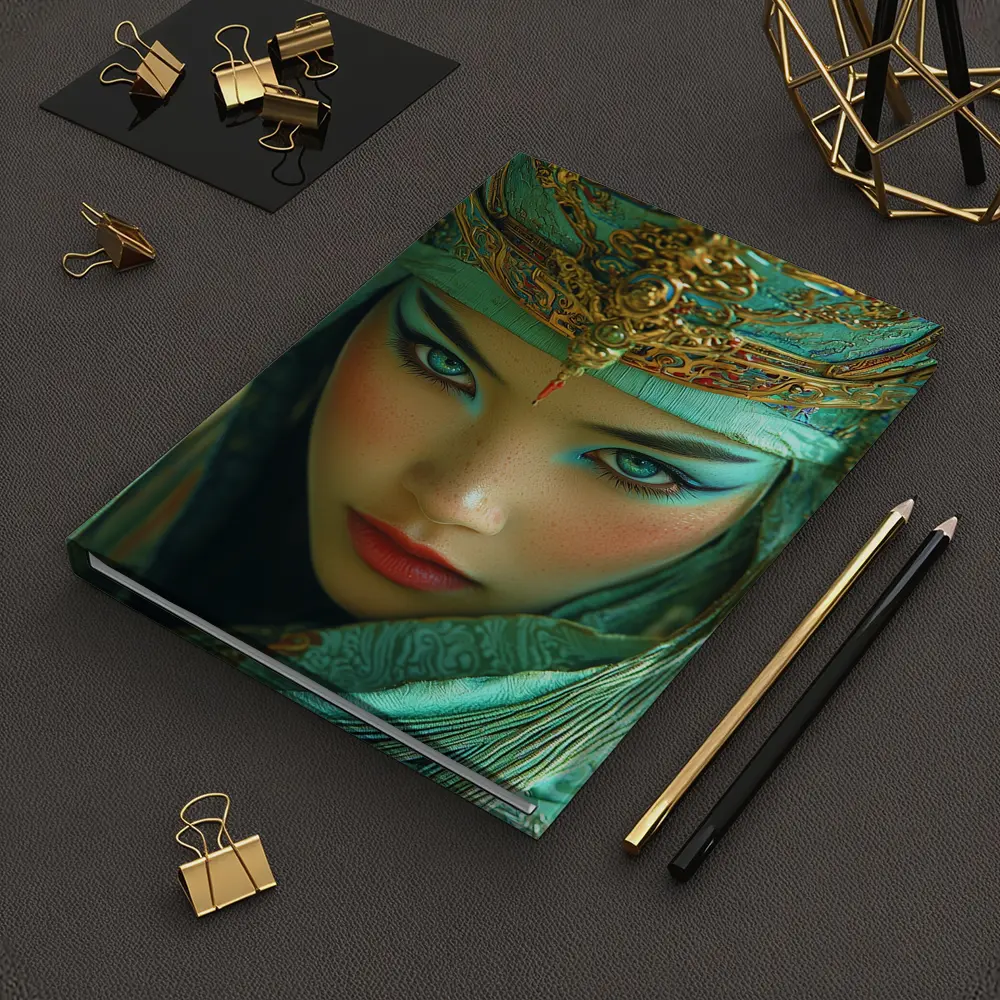 Chinese Opera Warrior Woman Teal Gold – Notebooks