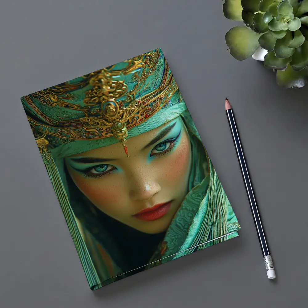 Chinese Opera Warrior Woman Teal Gold – Notebooks