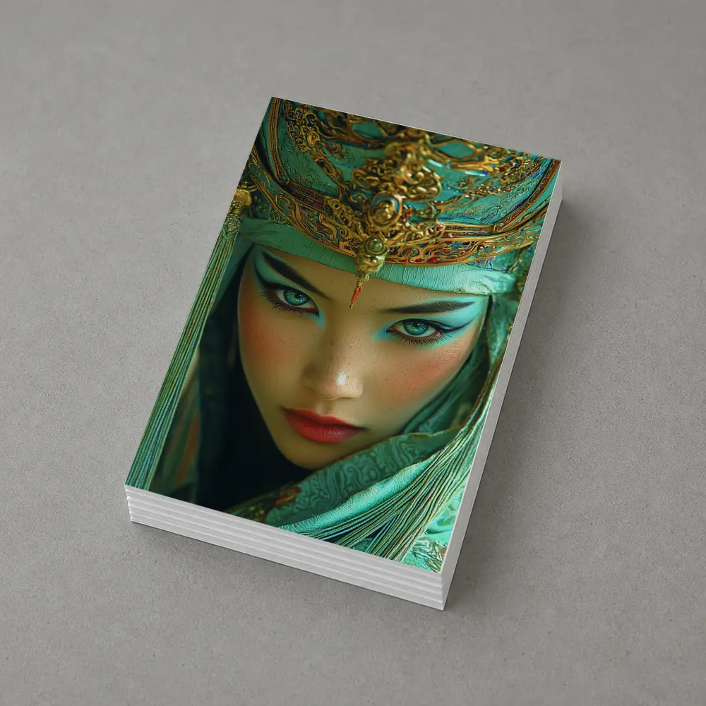 Chinese Opera Warrior Woman Teal Gold – Postcards