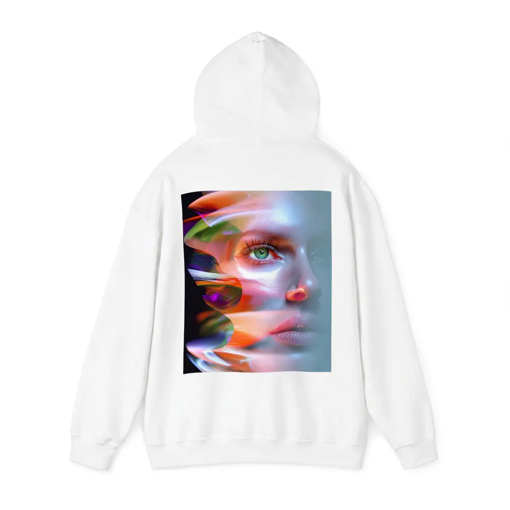 Glitch Art Woman Face Colorful Abstract Portrait – Hoodies