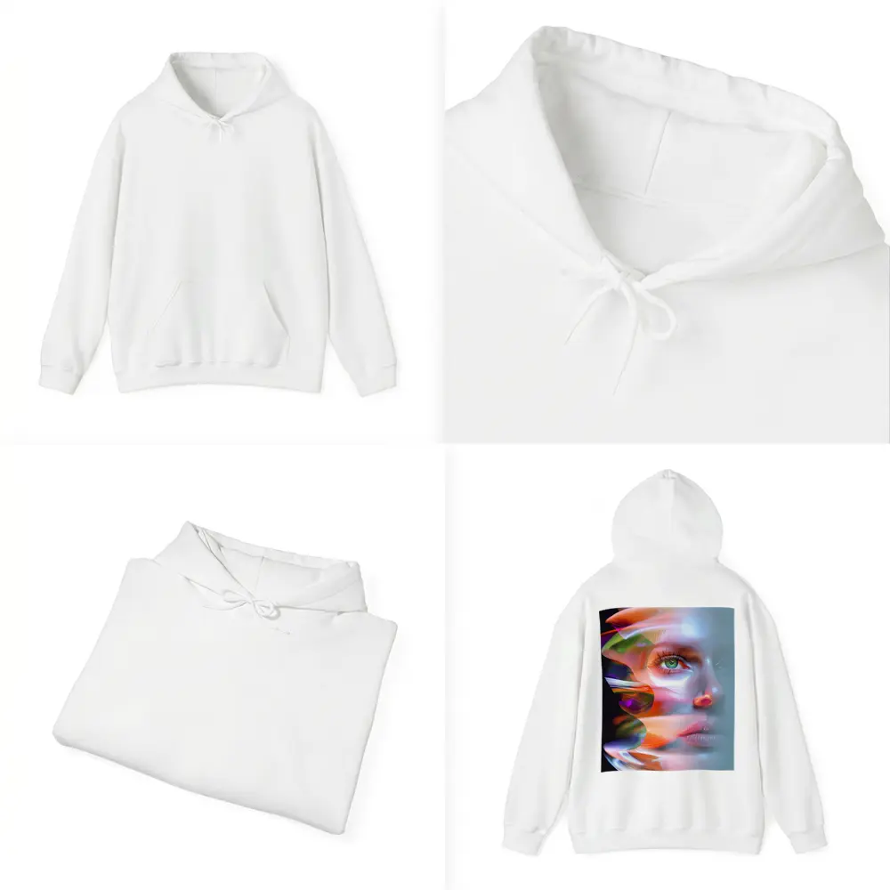Glitch Art Woman Face Colorful Abstract Portrait – Hoodies