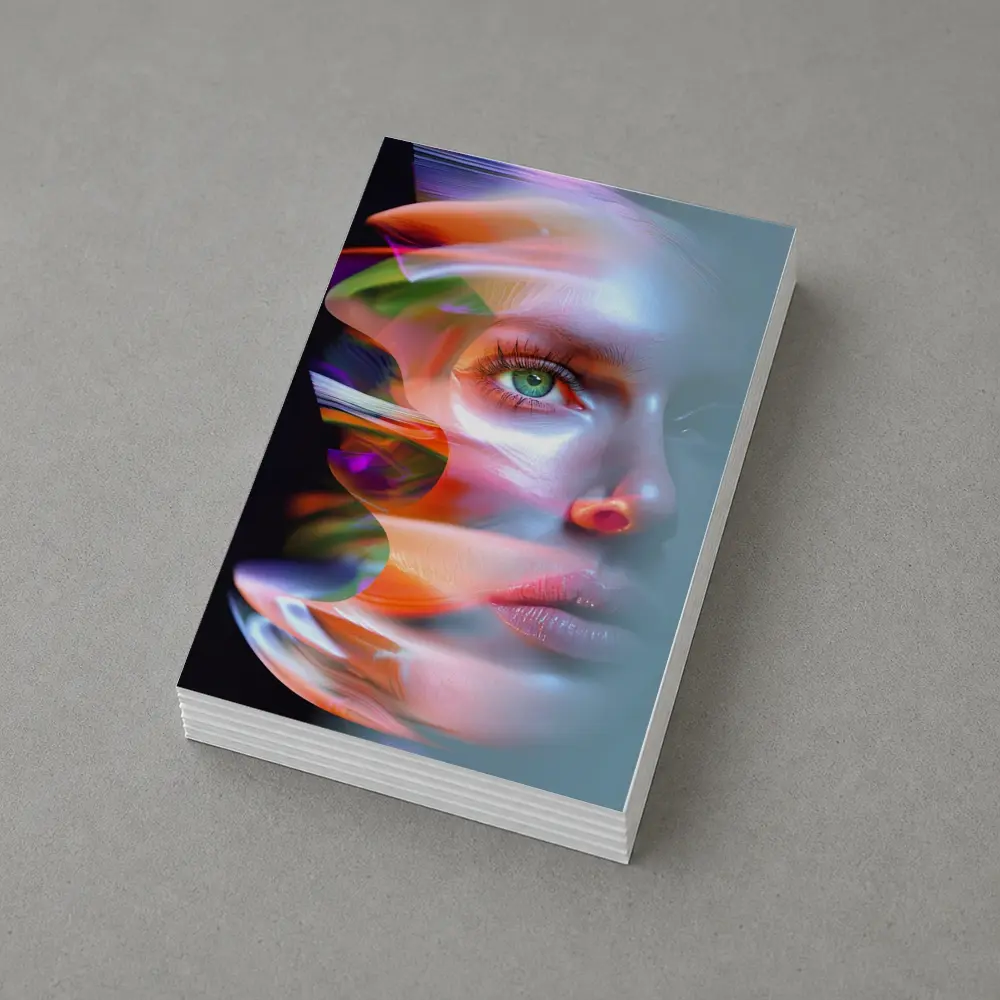 Glitch Art Woman Face Colorful Abstract Portrait – Postcards