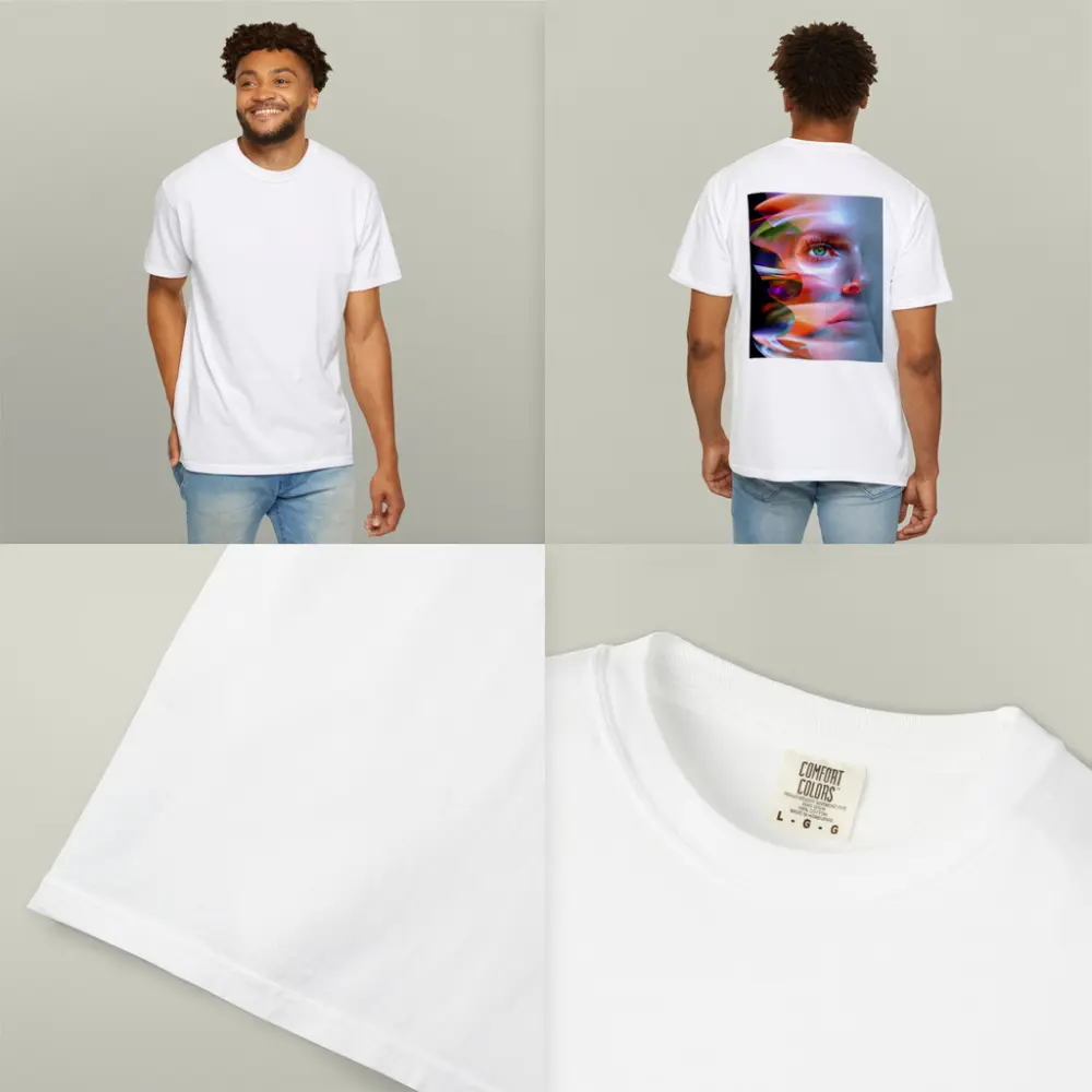 Glitch Art Woman Face Colorful Abstract Portrait – T-Shirts