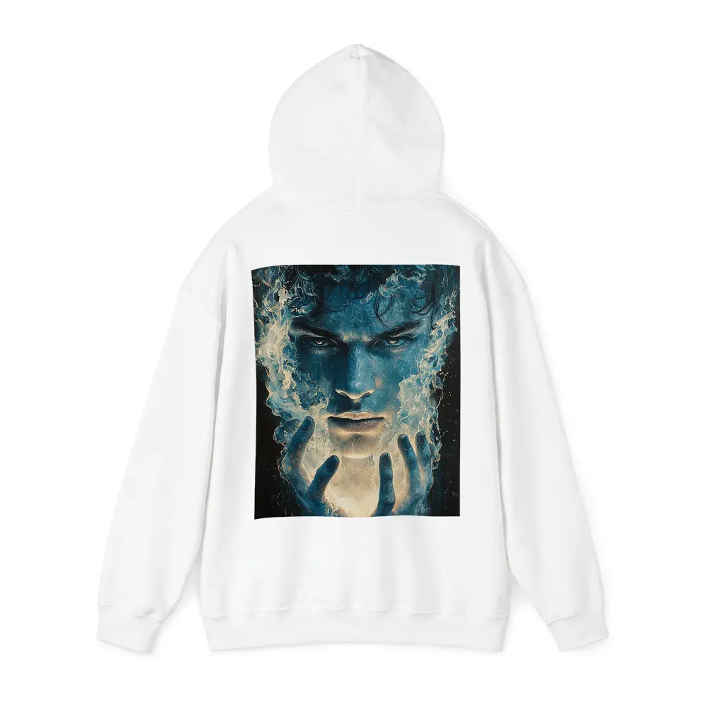 Dark Blue Mystic Man With Glowing Hands – Hoodies