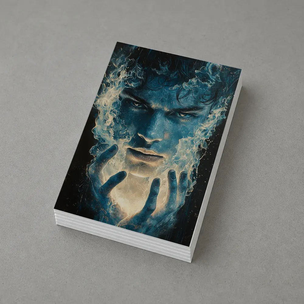 Dark Blue Mystic Man With Glowing Hands – Postcards