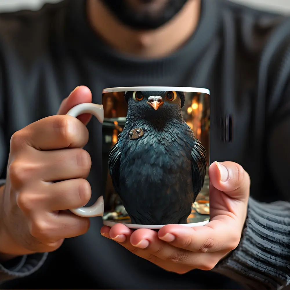 Street Pigeon Wearing Beanie Urban Alley – Mugs