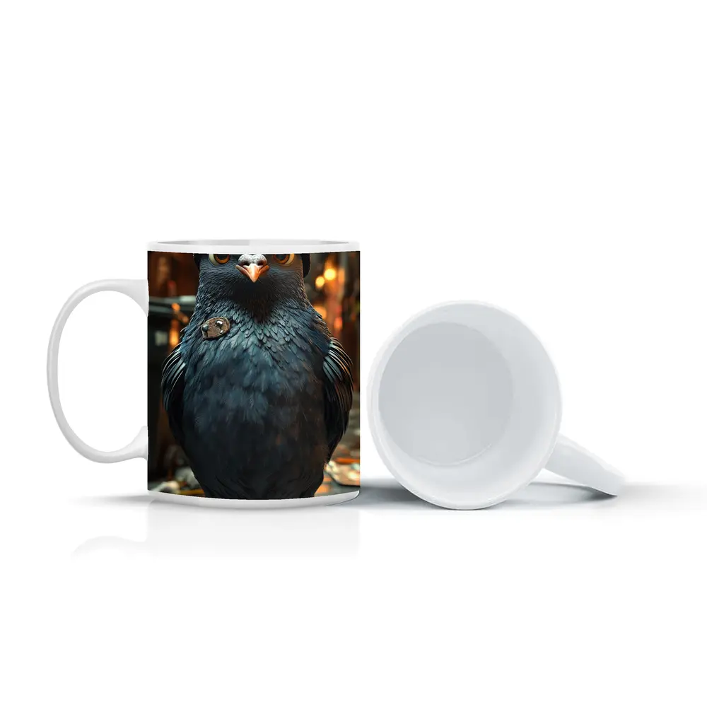 Street Pigeon Wearing Beanie Urban Alley – Mugs
