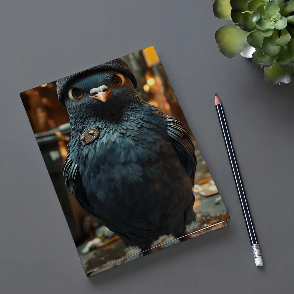 Street Pigeon Wearing Beanie Urban Alley – Notebooks