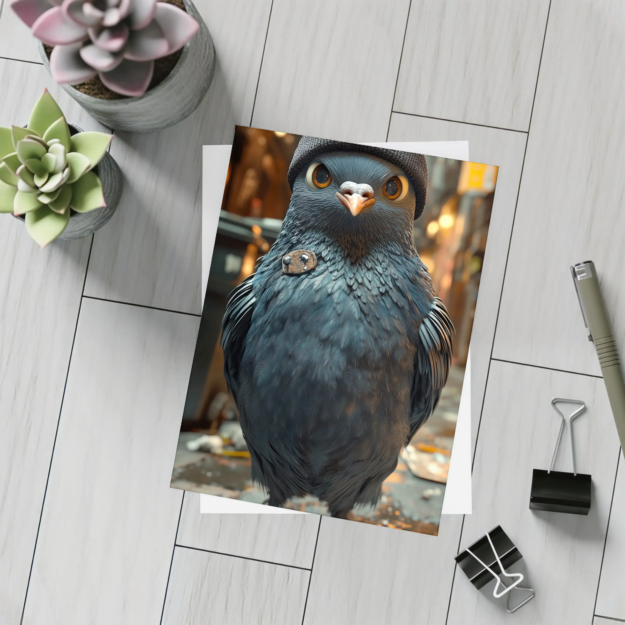 Street Pigeon Wearing Beanie Urban Alley – Postcards
