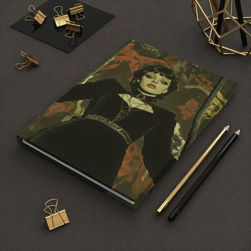 Gothic Woman Black Velvet Dark Dramatic Portrait – Notebooks