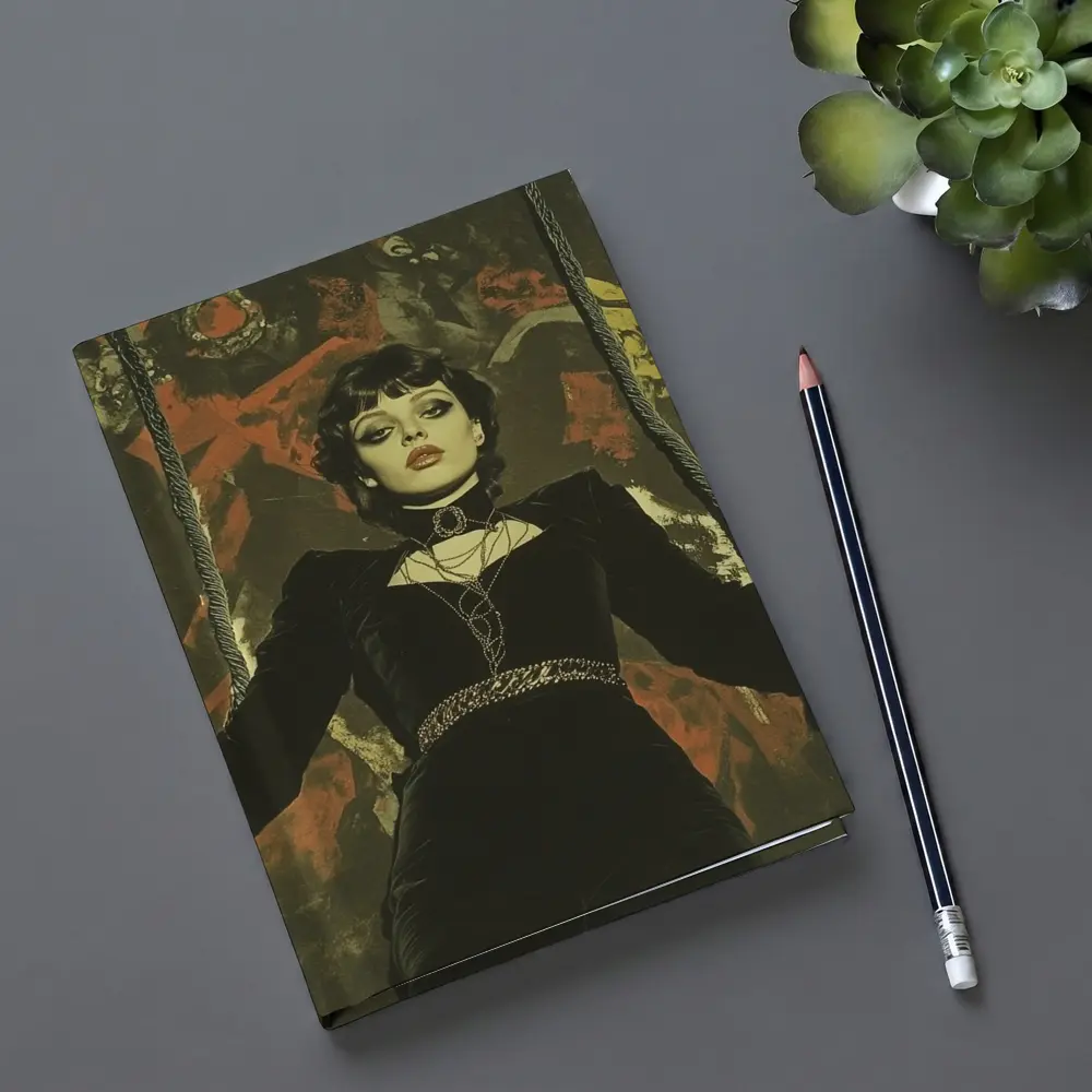 Gothic Woman Black Velvet Dark Dramatic Portrait – Notebooks