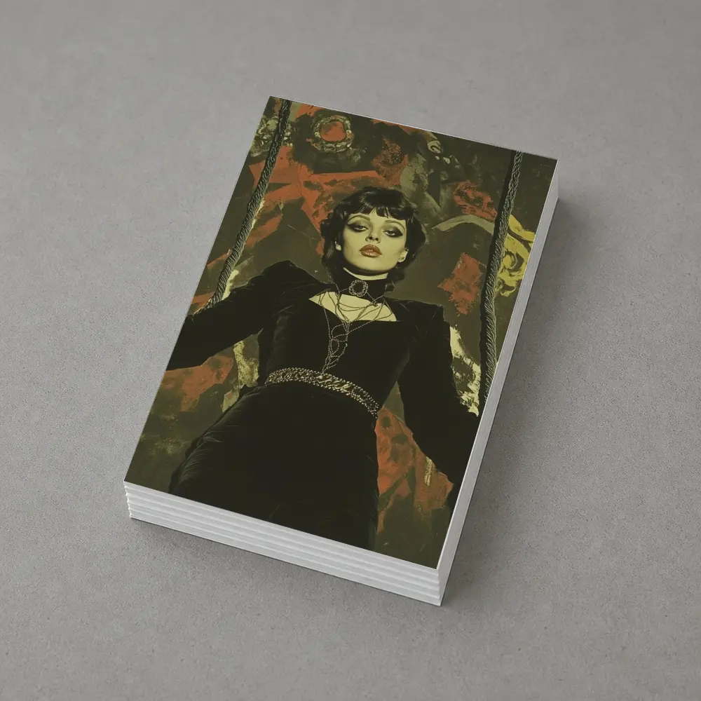 Gothic Woman Black Velvet Dark Dramatic Portrait – Postcards