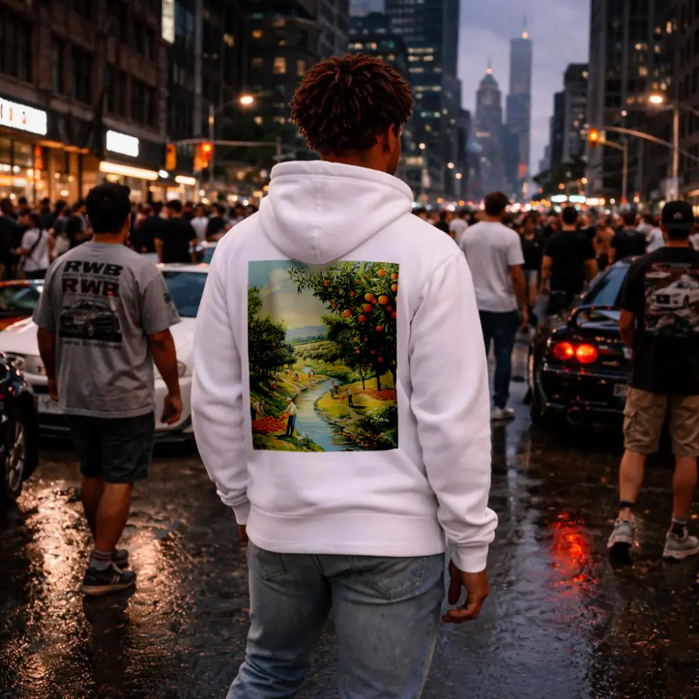 Orange Orchard Harvest Painting Farm Scene – Hoodies