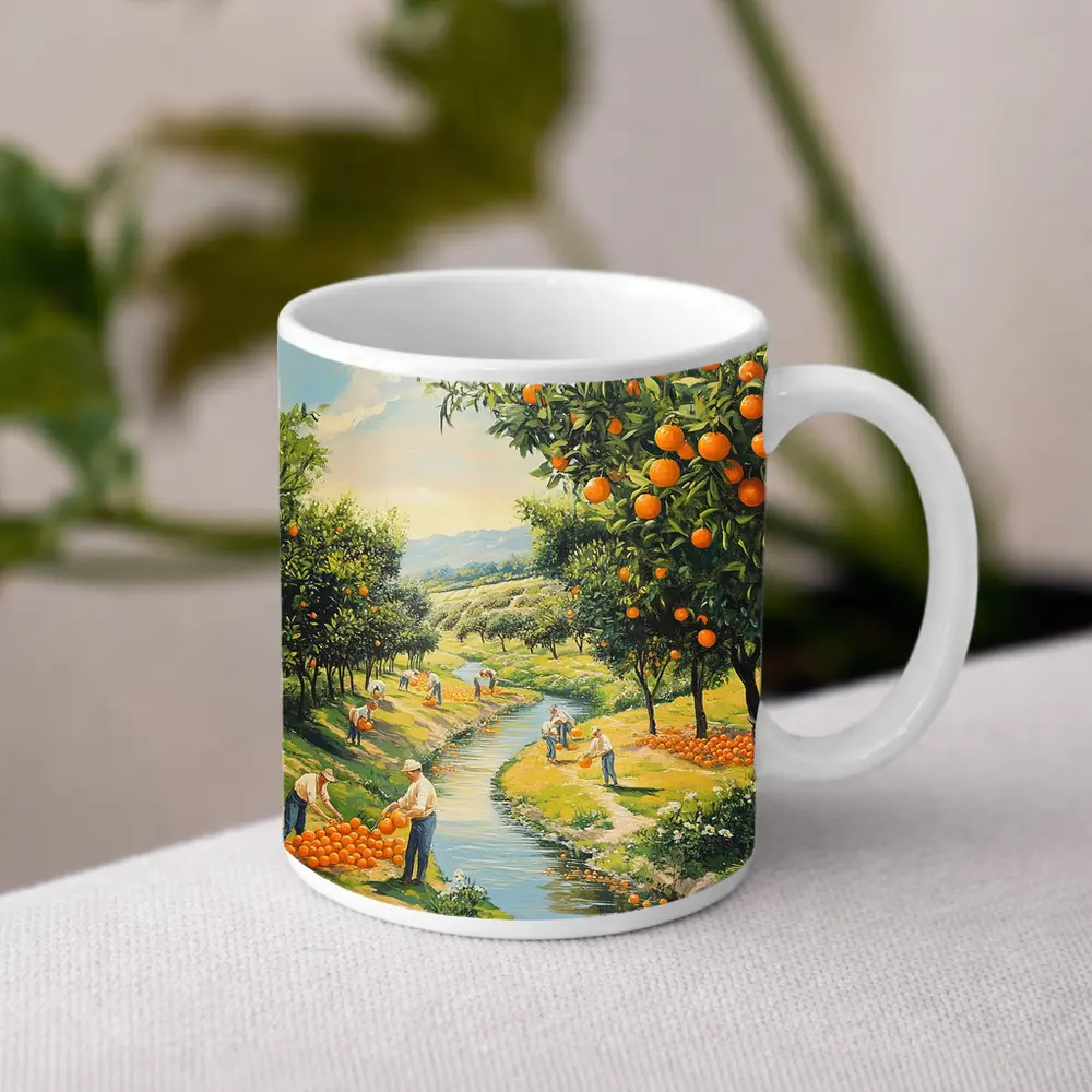 Orange Orchard Harvest Painting Farm Scene – Mugs