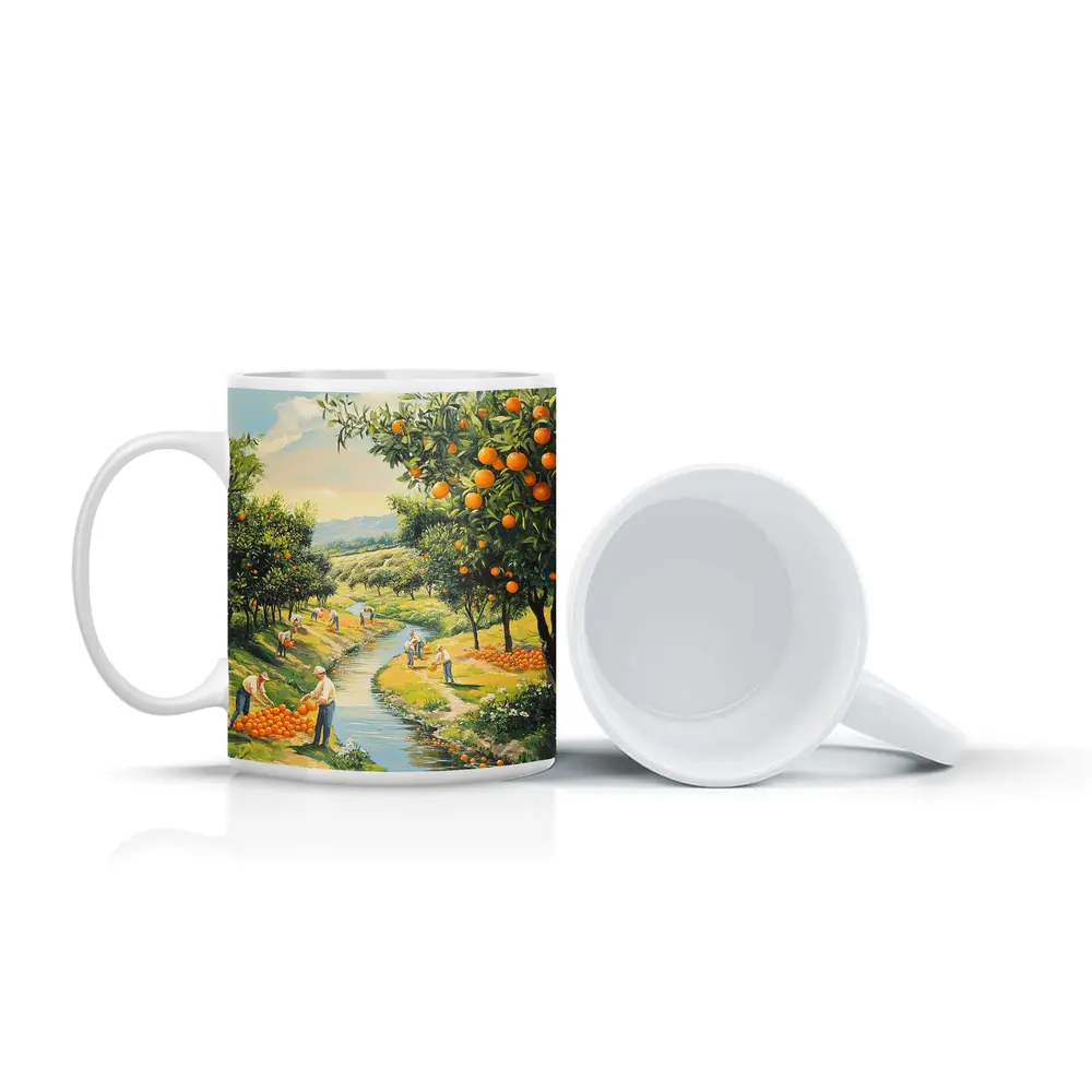 Orange Orchard Harvest Painting Farm Scene – Mugs