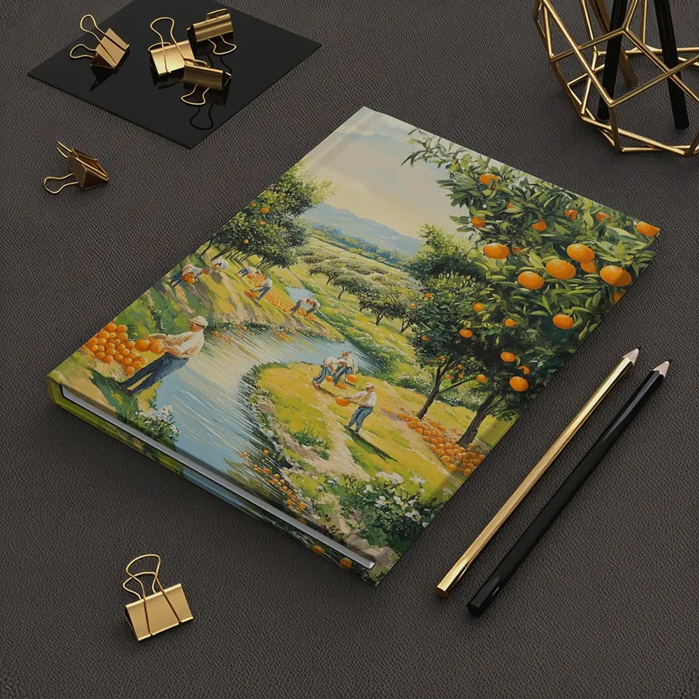 Orange Orchard Harvest Painting Farm Scene – Notebooks
