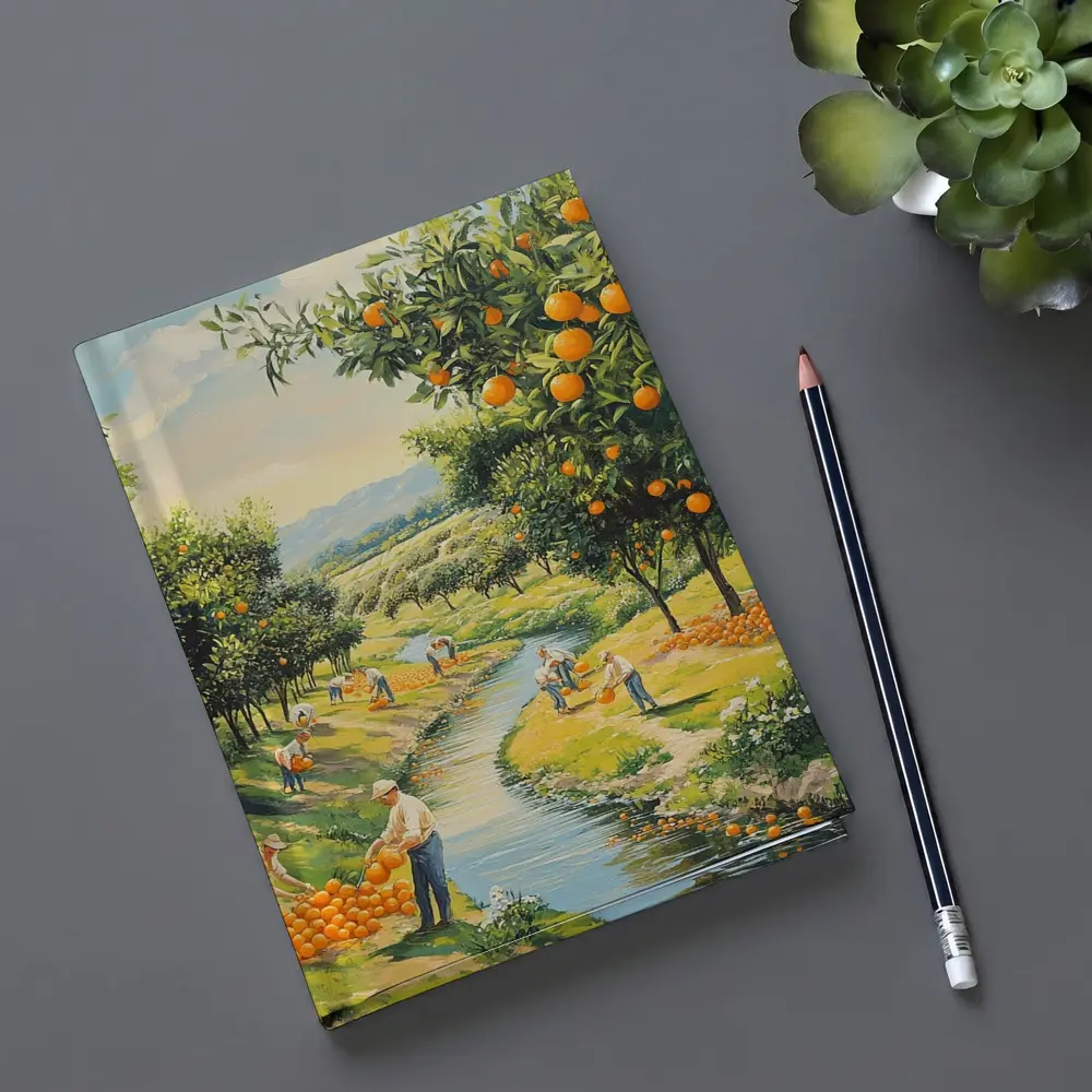 Orange Orchard Harvest Painting Farm Scene – Notebooks