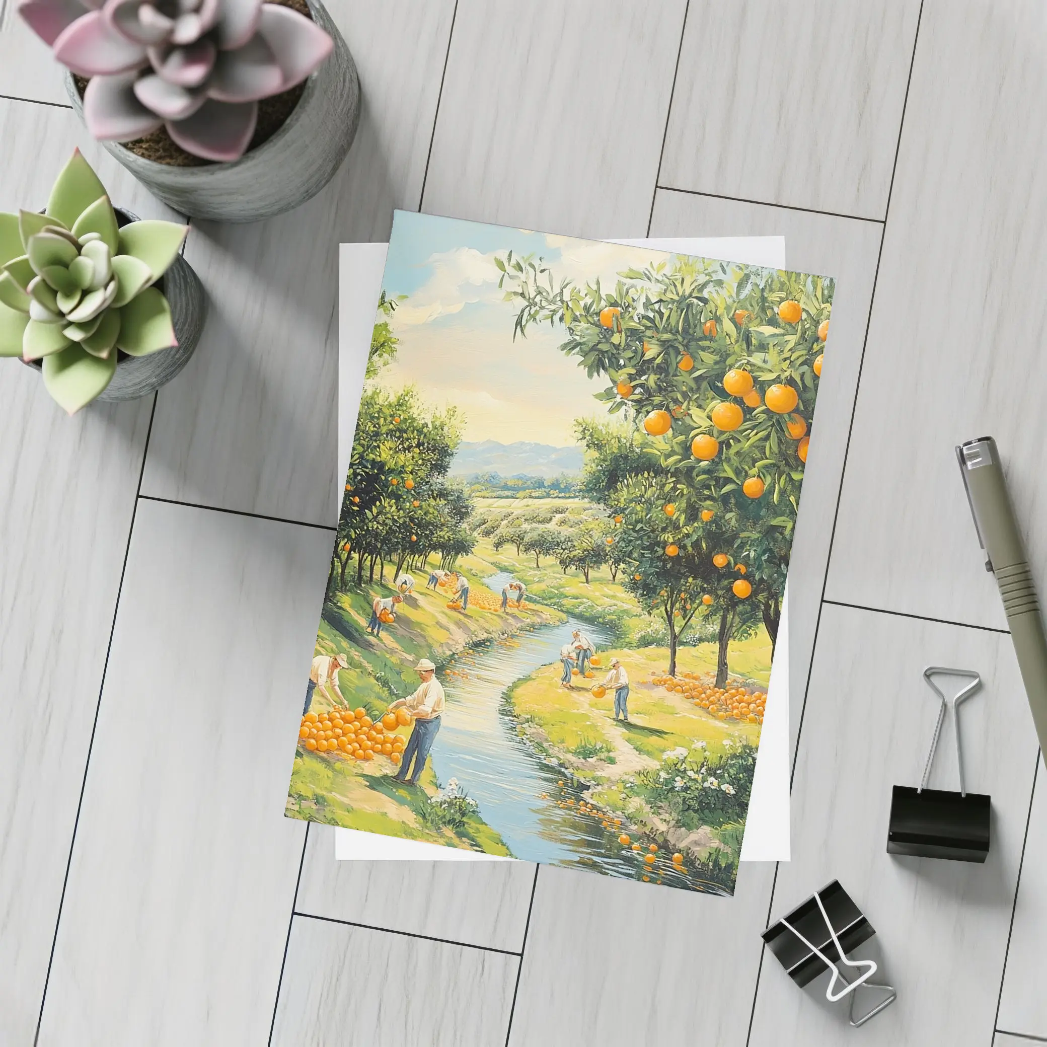 Orange Orchard Harvest Painting Farm Scene – Postcards