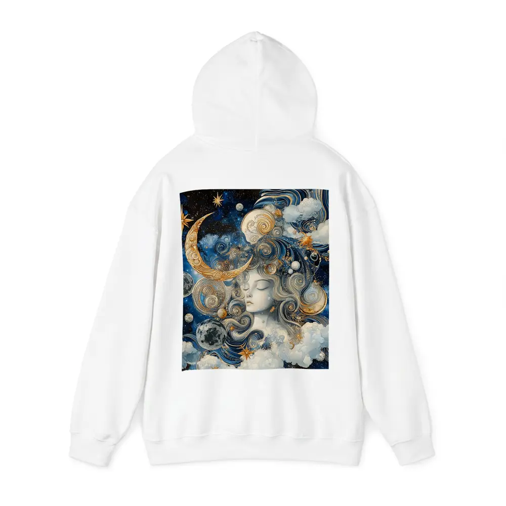 Celestial Moon Goddess Blue Gold Fantasy Art – Hoodies