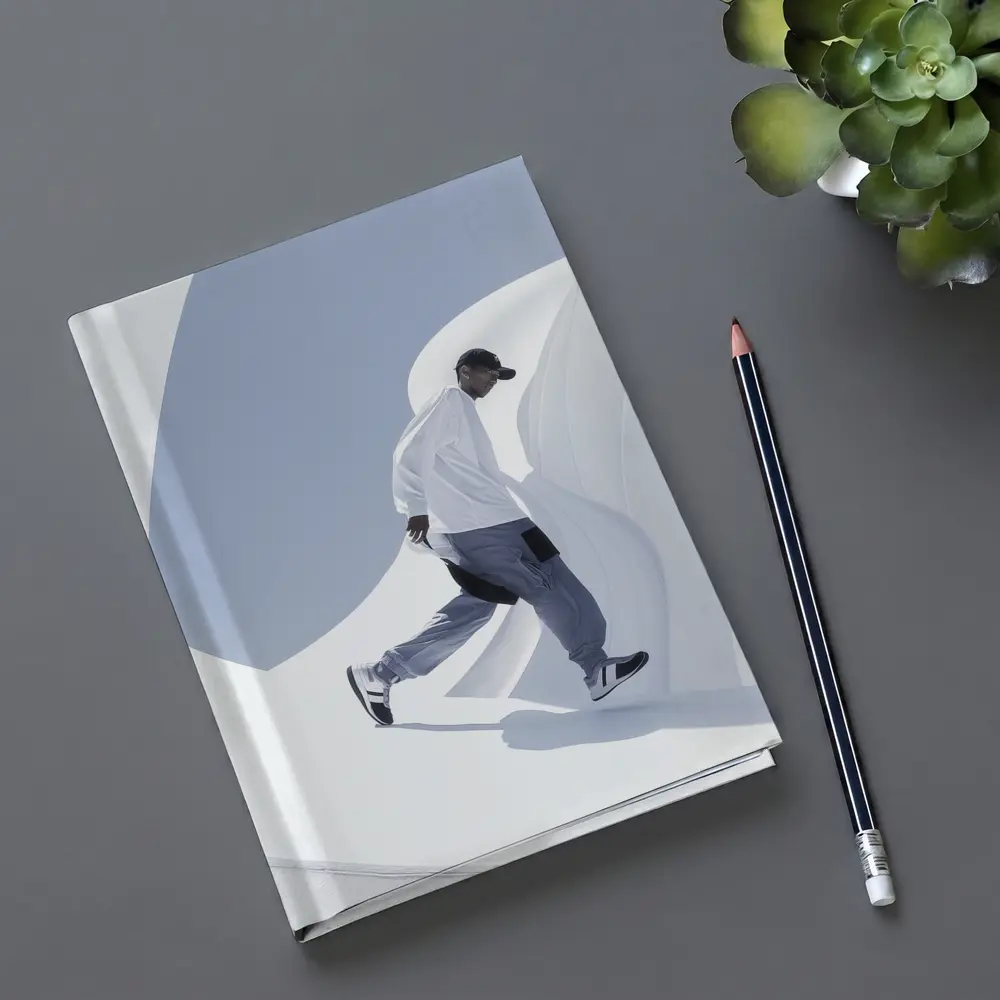 Man Running Through White Architectural Curves – Notebooks