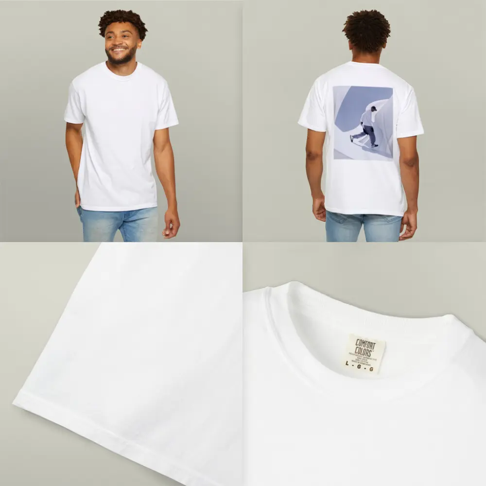 Man Running Through White Architectural Curves – T-Shirts