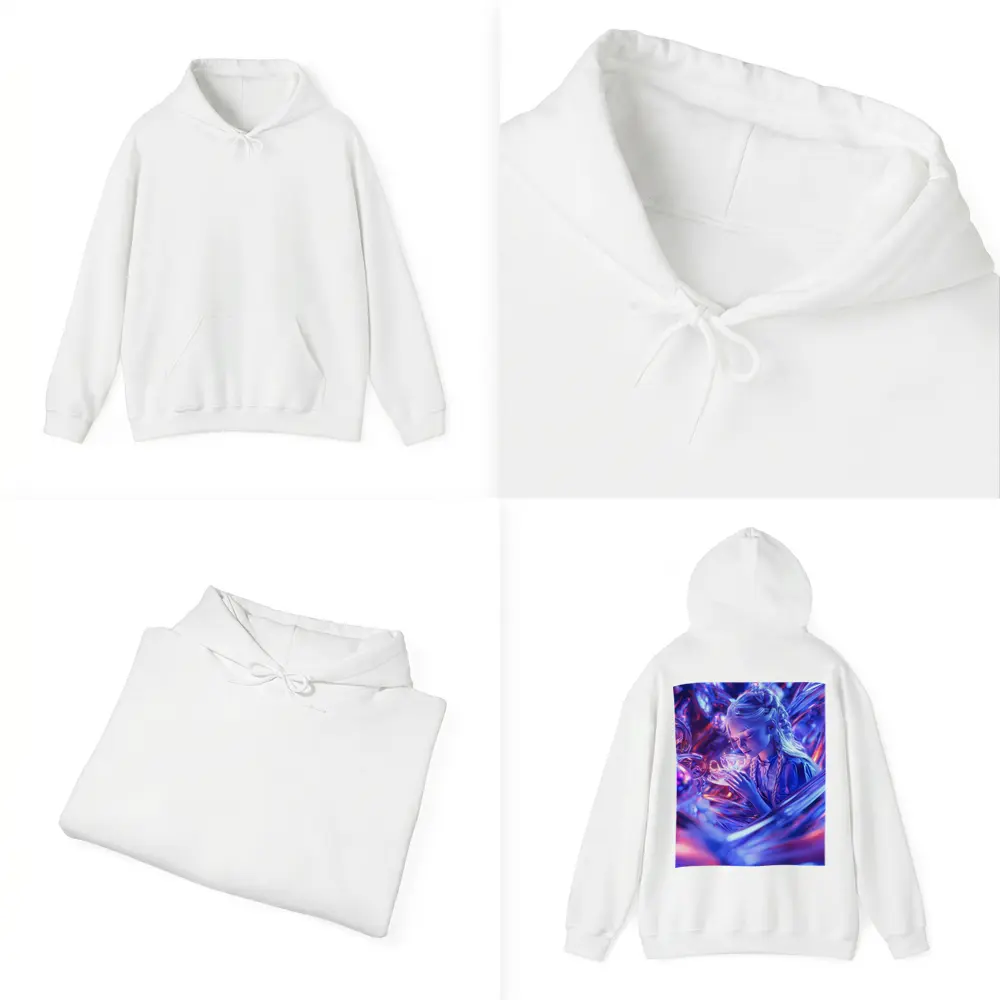 Girl Holding Glowing Cup Surreal Blue Fantasy – Hoodies
