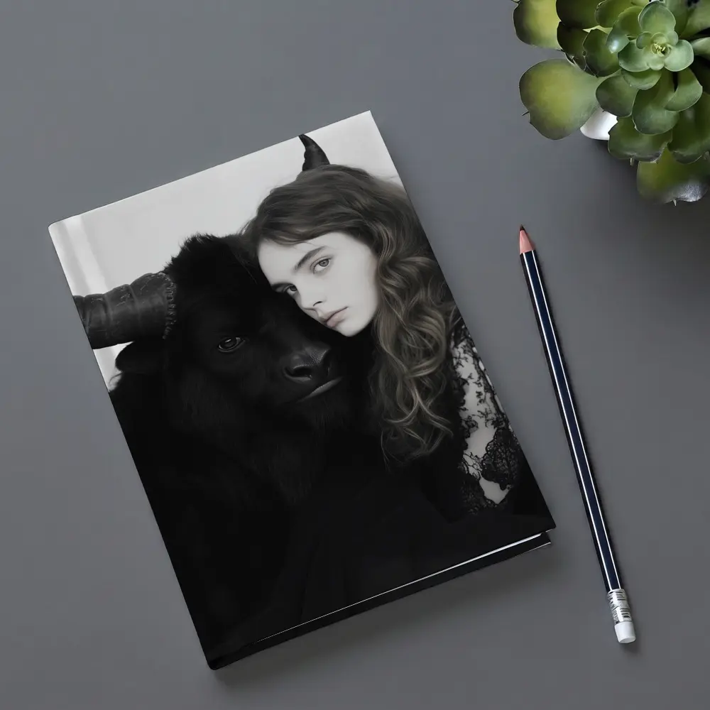 Young Woman Black Bull Dark Fantasy Portrait – Notebooks