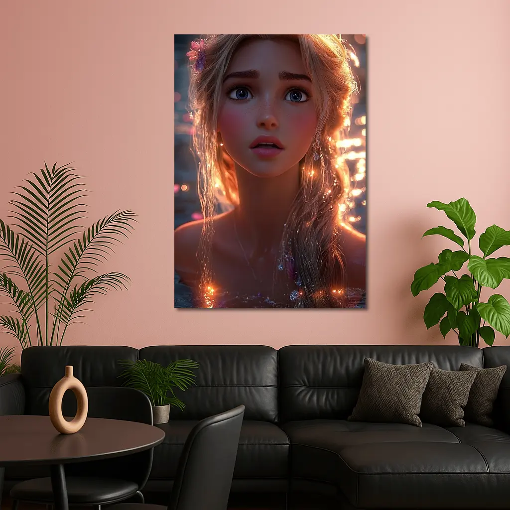 Fantasy Girl Glowing Water Magical Night – Wall Art