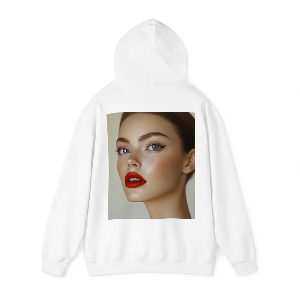 Woman Red Lips Blue Eyes Portrait – Hoodies