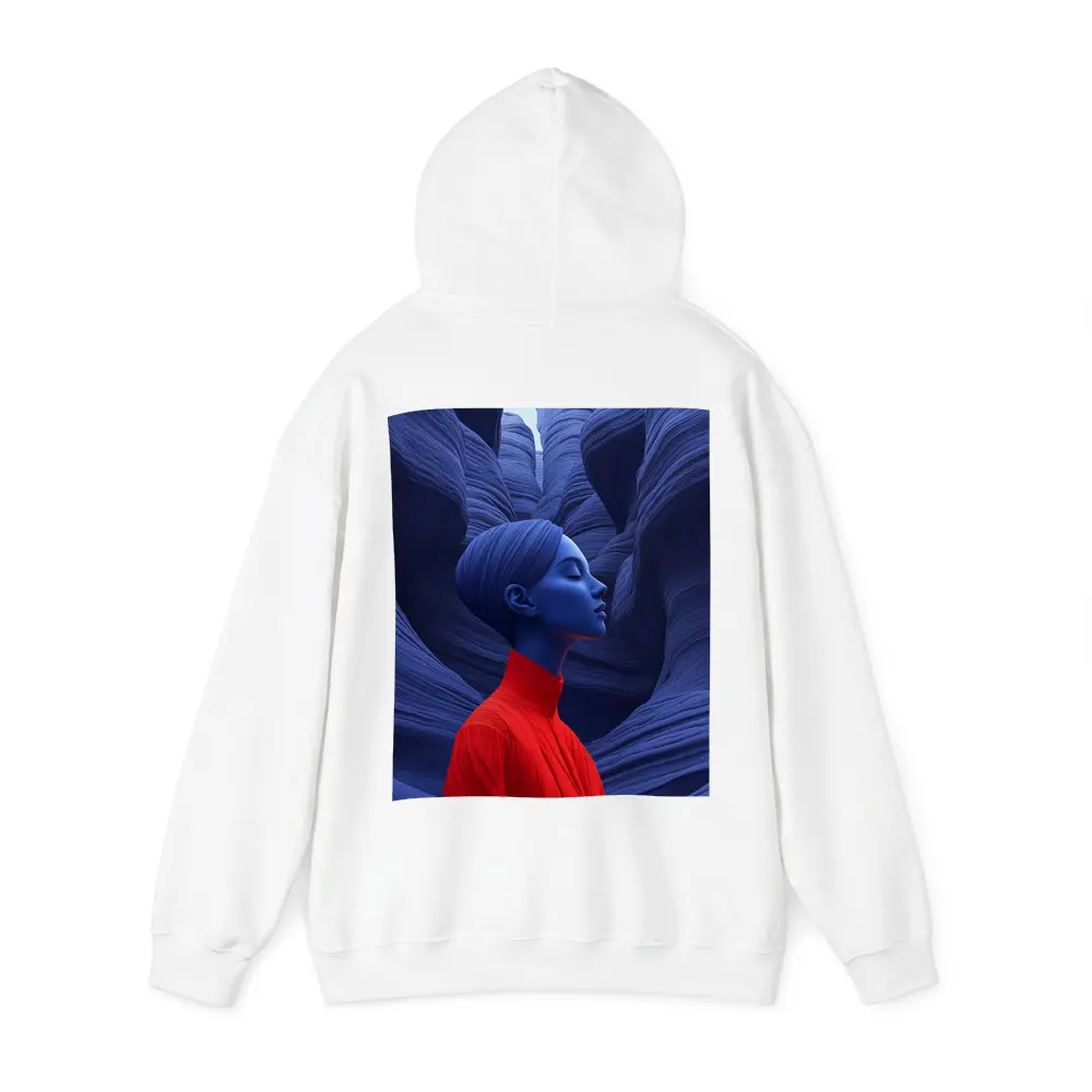 Blue Woman Red Dress Canyon Surreal Art – Hoodies