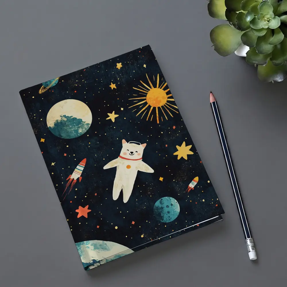 Cute Cat Astronaut Floating In Space – Notebooks
