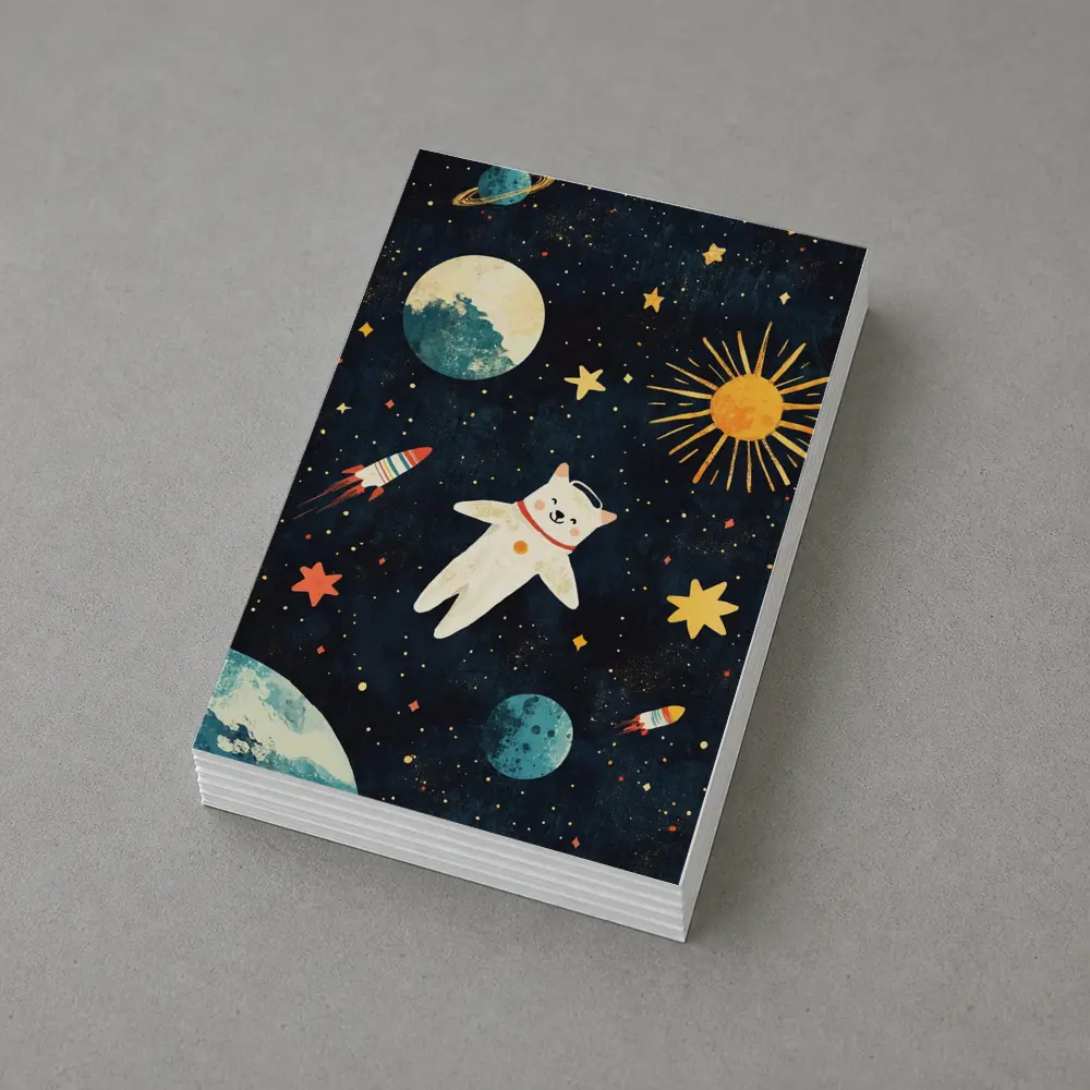 Cute Cat Astronaut Floating In Space – Postcards