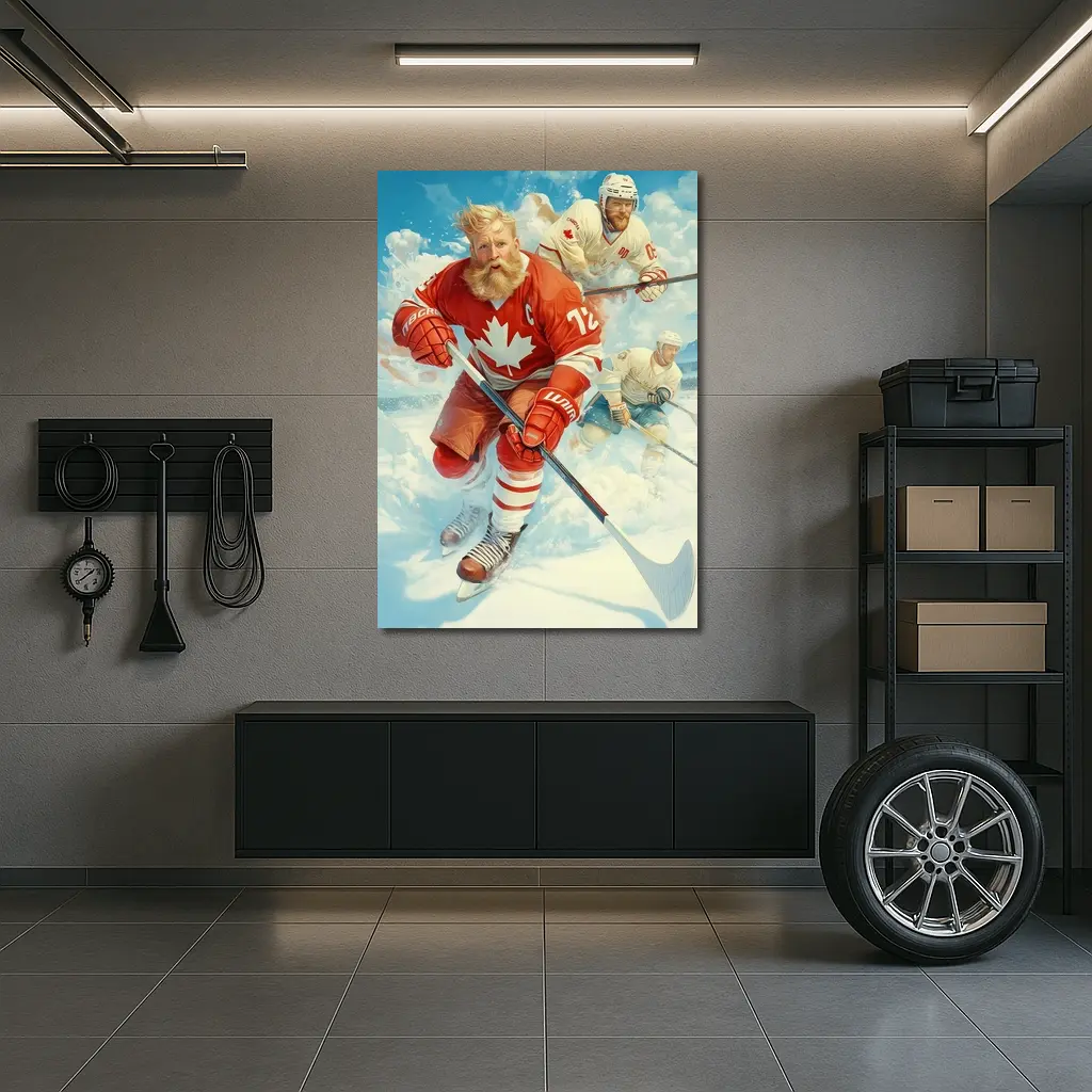 Canada Hockey Player Action Ice Painting – Wall Art