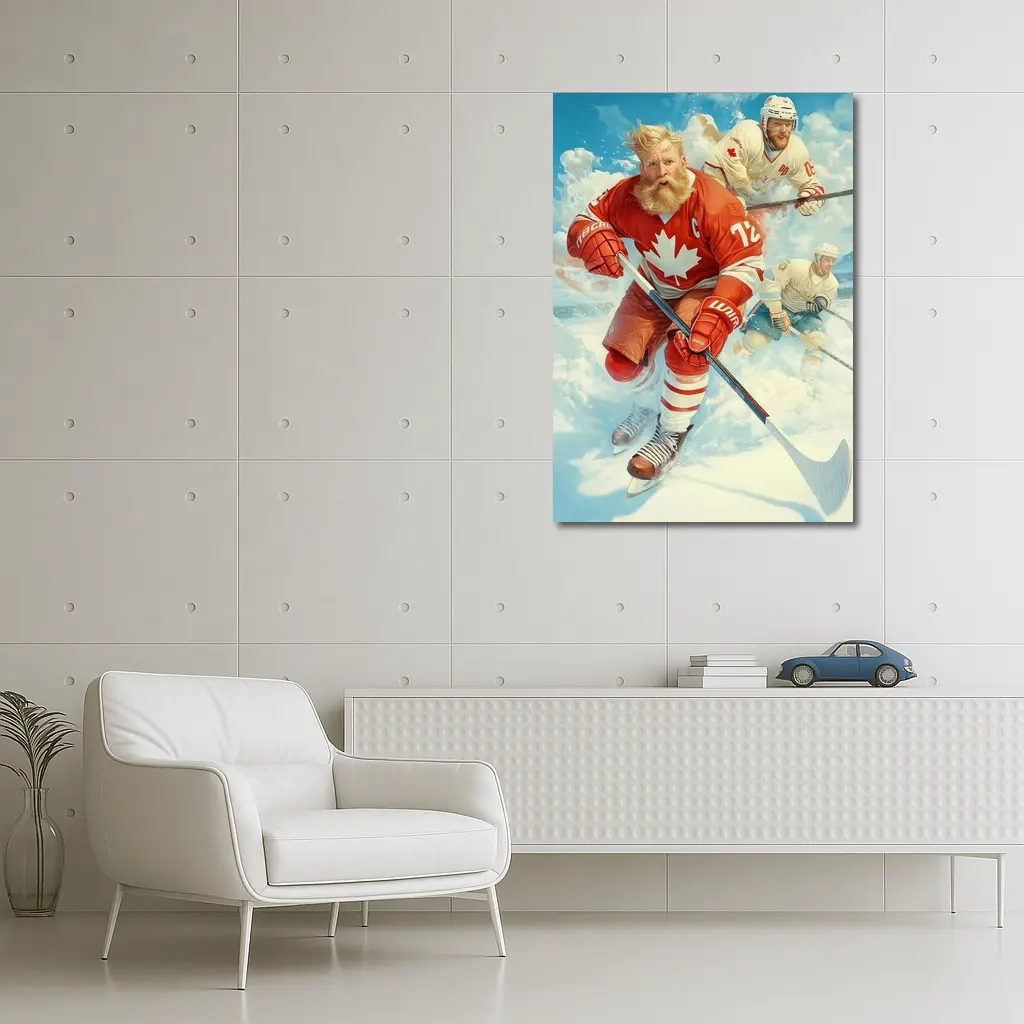 Canada Hockey Player Action Ice Painting – Wall Art