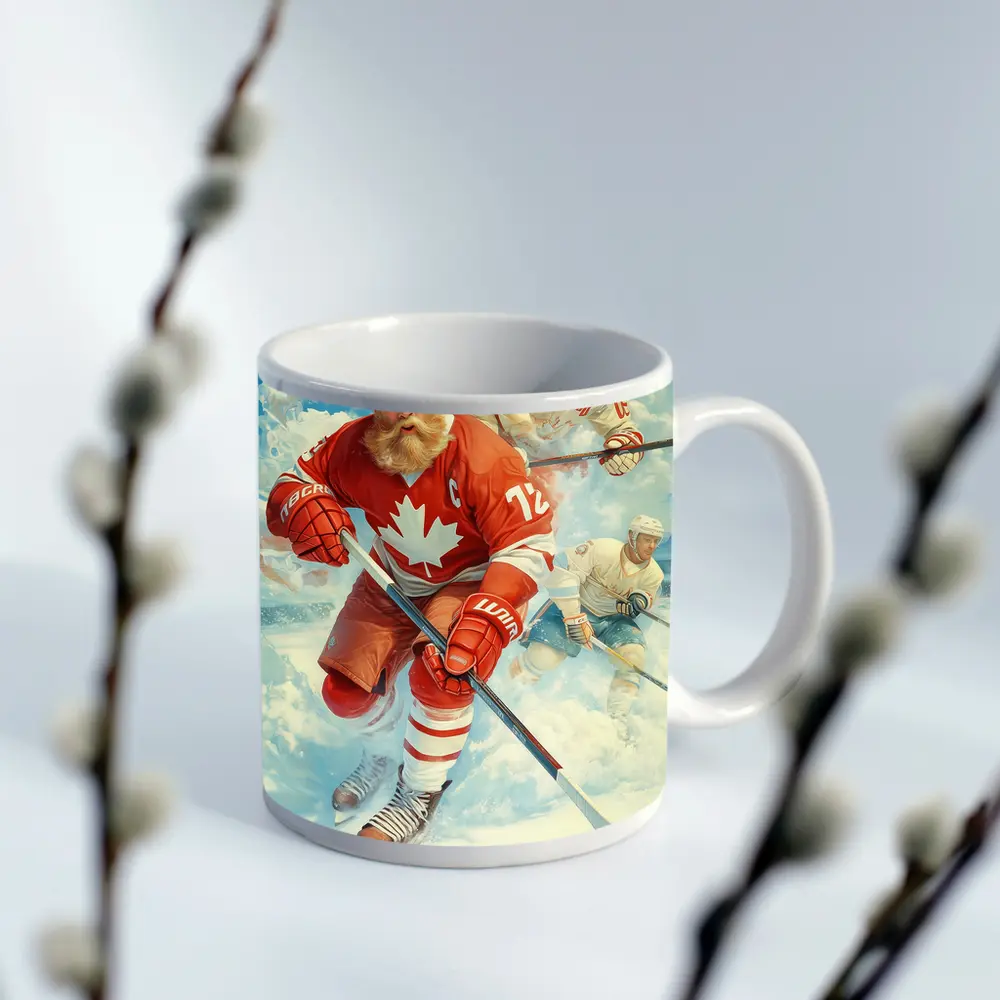 Canada Hockey Player Action Ice Painting – Mugs