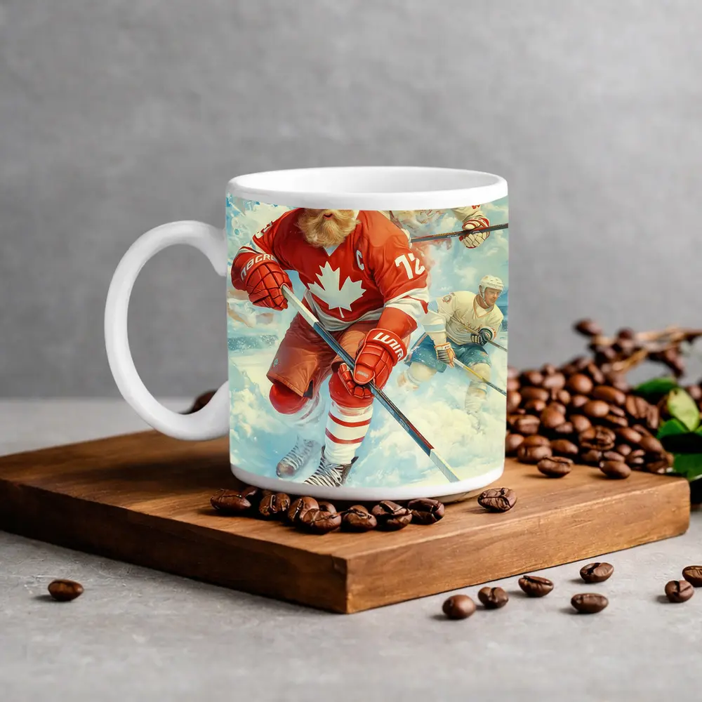 Canada Hockey Player Action Ice Painting – Mugs