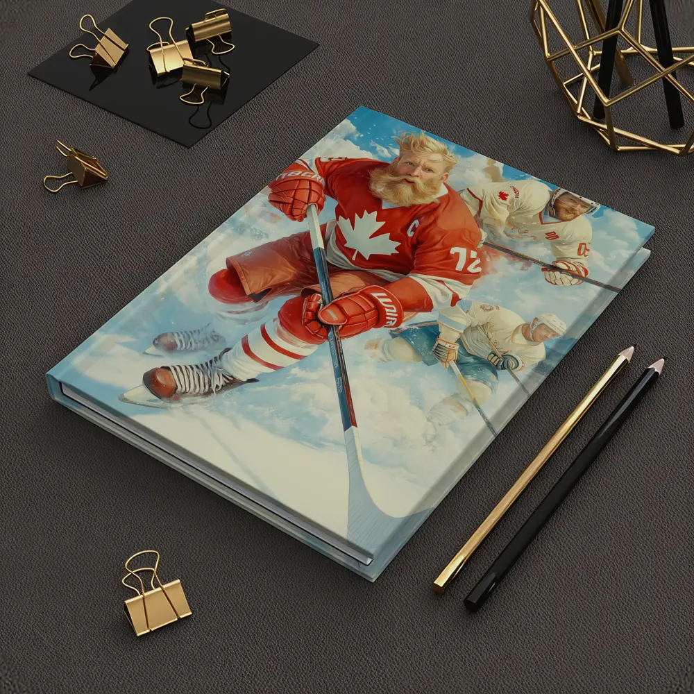 Canada Hockey Player Action Ice Painting – Notebooks