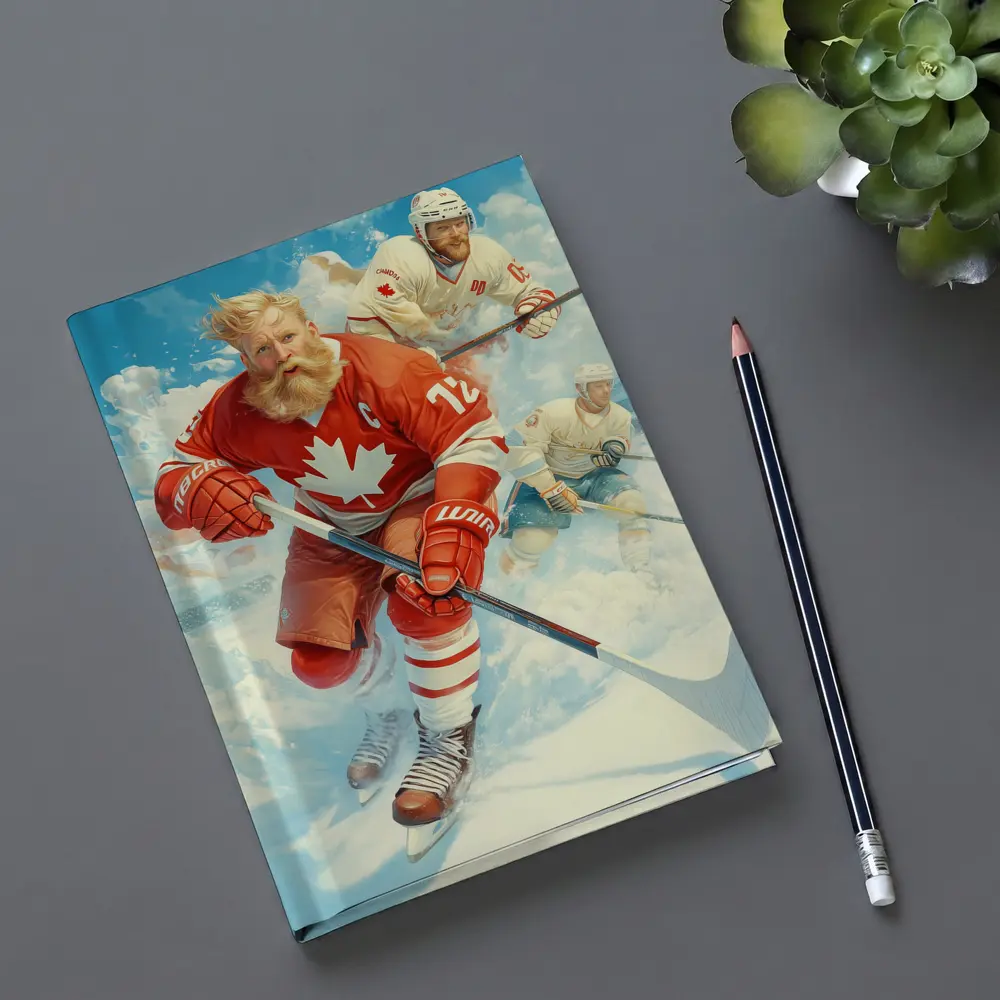 Canada Hockey Player Action Ice Painting – Notebooks
