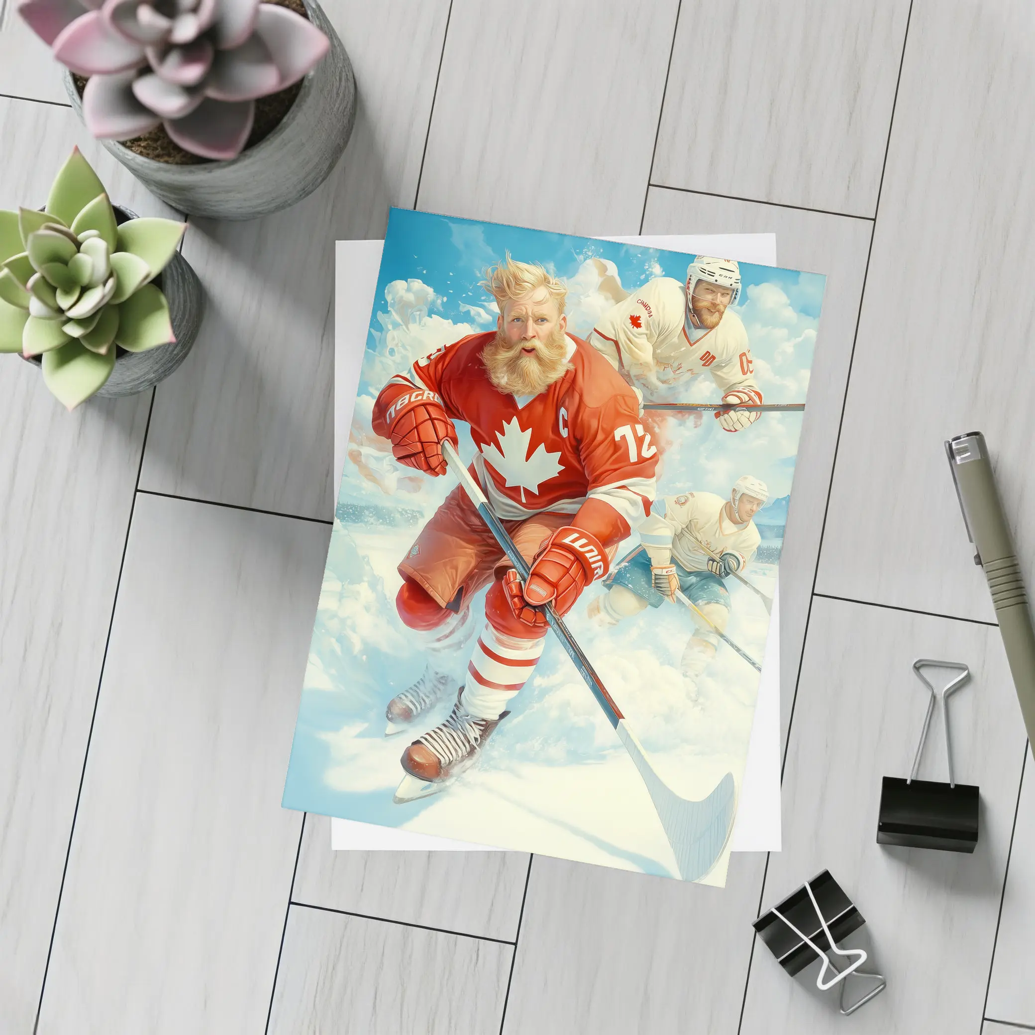 Canada Hockey Player Action Ice Painting – Postcards