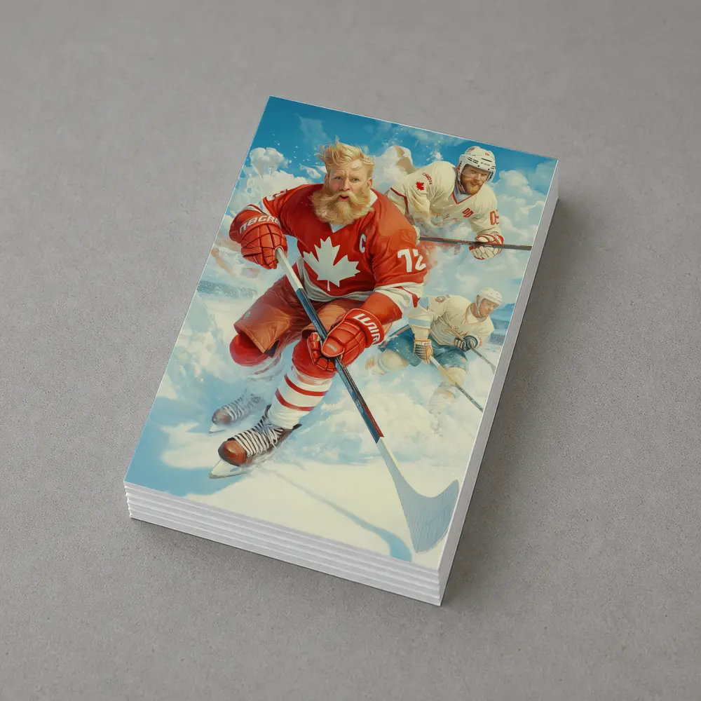Canada Hockey Player Action Ice Painting – Postcards