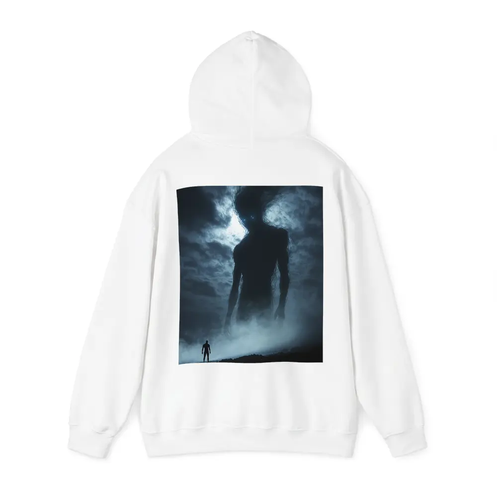Giant Dark Figure Looming Over Small Man – Hoodies