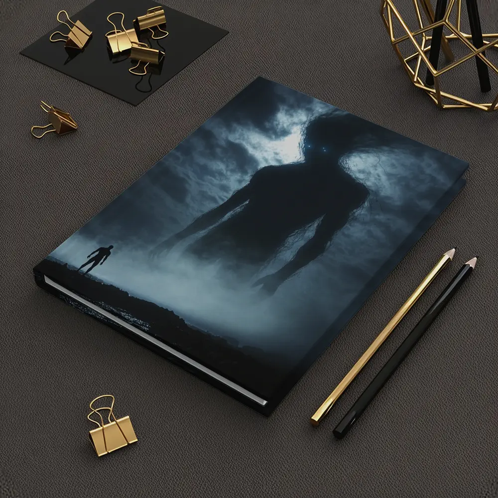 Giant Dark Figure Looming Over Small Man – Notebooks