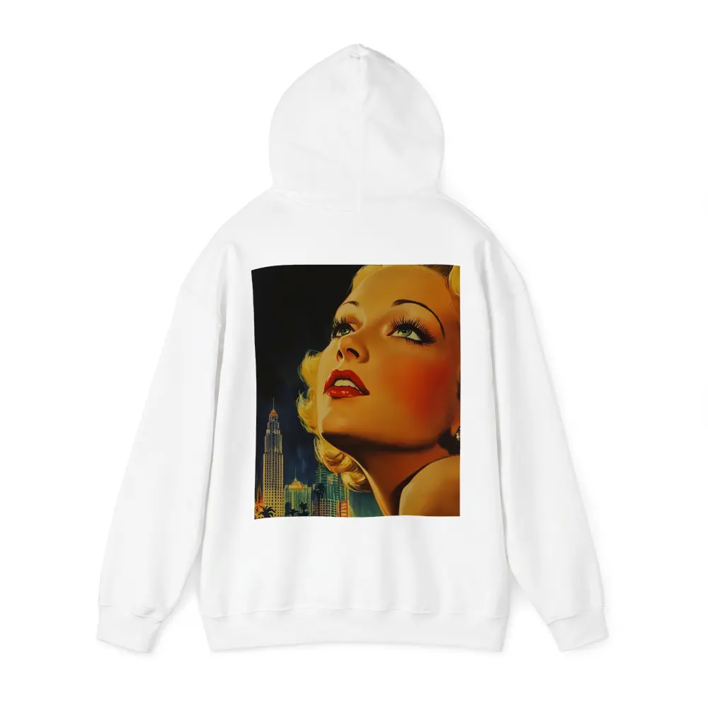 Retro Blonde Woman City Night Illustration – Hoodies