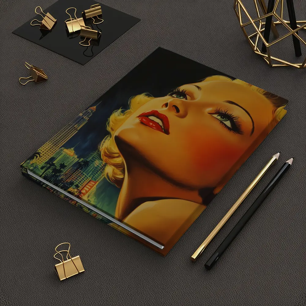 Retro Blonde Woman City Night Illustration – Notebooks